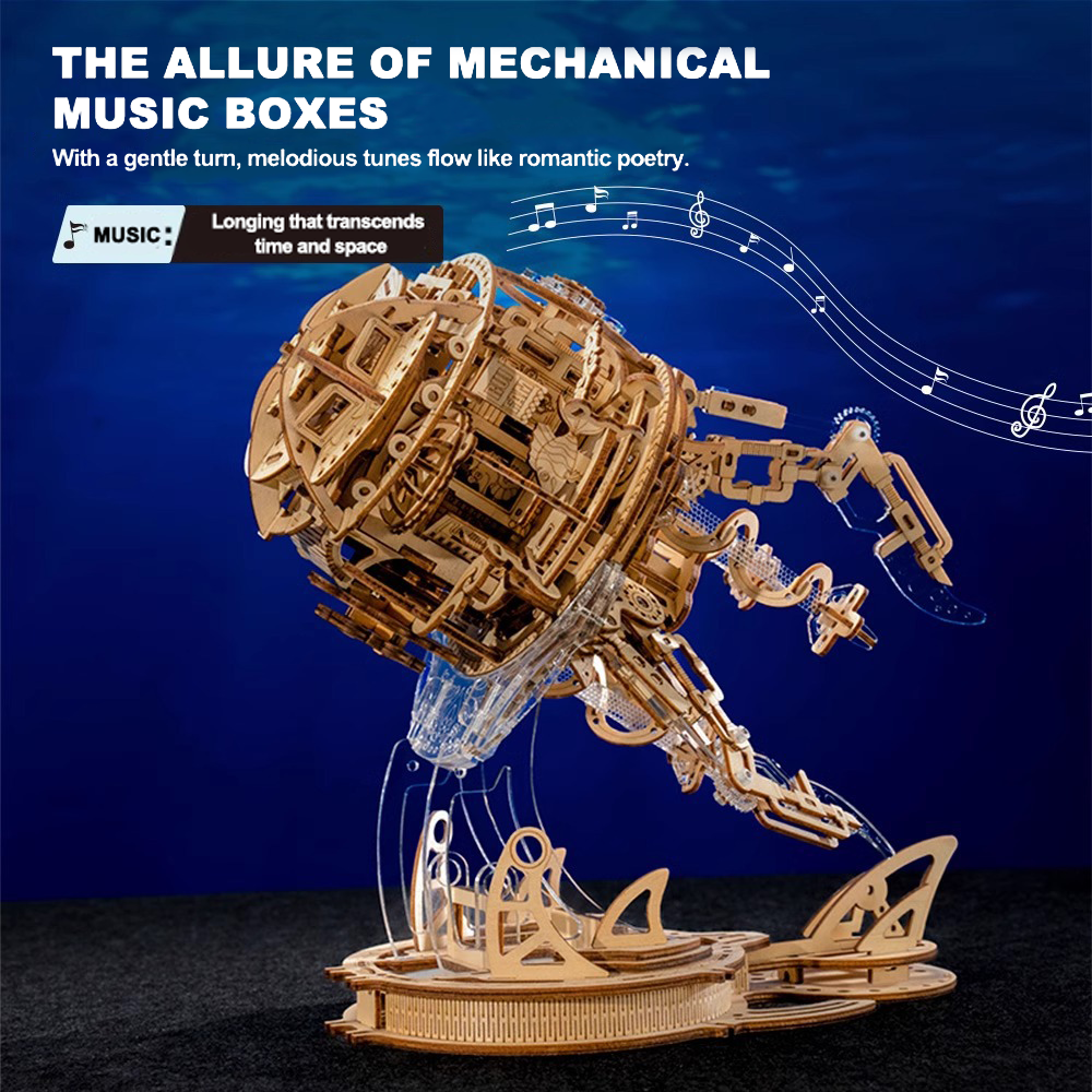Aurora Jellyfish Music Box DIY Wooden Kit