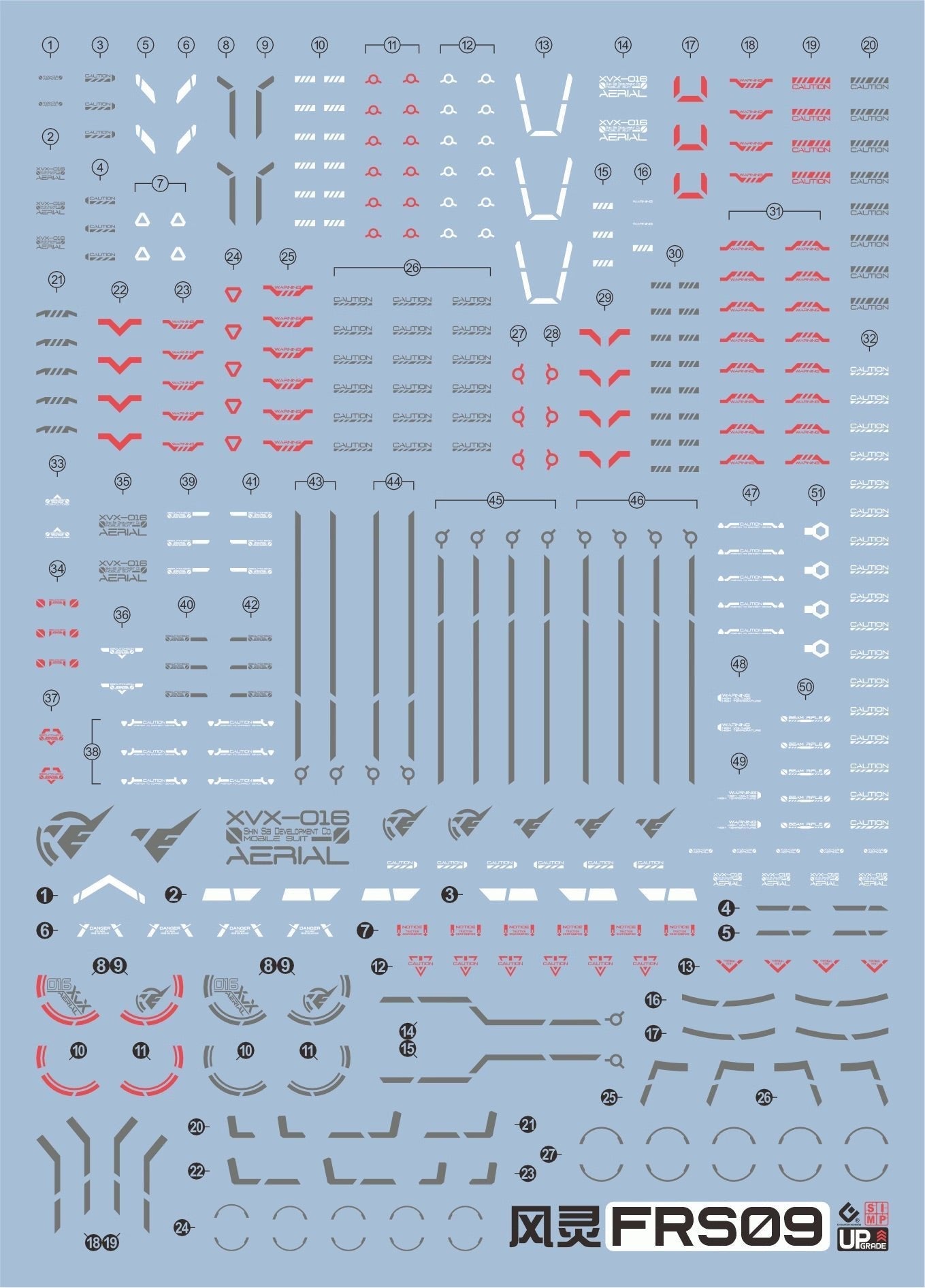 FM 1/100 Gundam Aerial HD Fluorescent Waterslide Decals