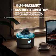 Canon des Arômes : Humidificateur et Diffuseur Ultrasonique avec Décor Éclaté en 7 Couleurs – Transformez Votre Maison en un Sanctuaire de Détente !