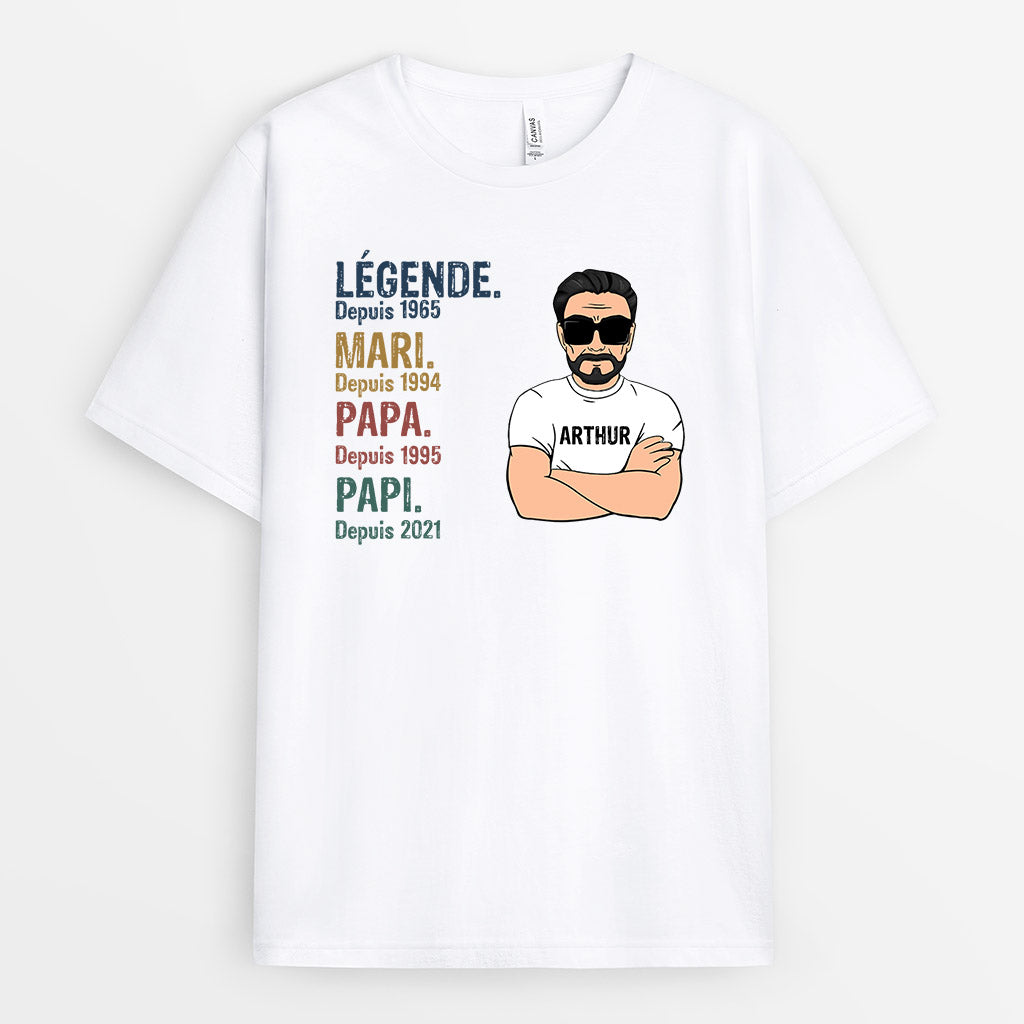 Légende, Vintage - Cadeau Personnalisé | T-shirt pour Papa/Papi