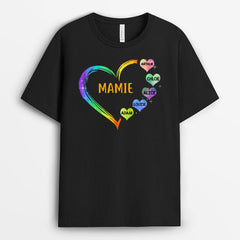 Le cœur de Mamie, Maman - Cadeau Personnalisé | T-shirt pour Maman/Mamie