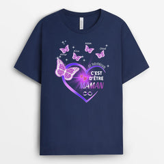 Papillons Cœur Violet - Cadeau Personnalisé | T-shirt pour Maman/Mamie