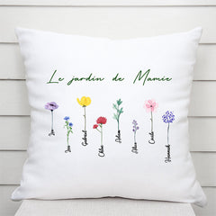 Le Jardin de Mamie Maman - Cadeau Personnalisé | Coussin pour Maman/Mamie