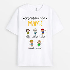 Bonheurs De Mamie - Cadeau Personnalisé | T-shirt pour Maman/Mamie