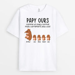 Papi Ours, Papa Ours - Cadeau Personnalisé | T-shirt pour Papa/Papi