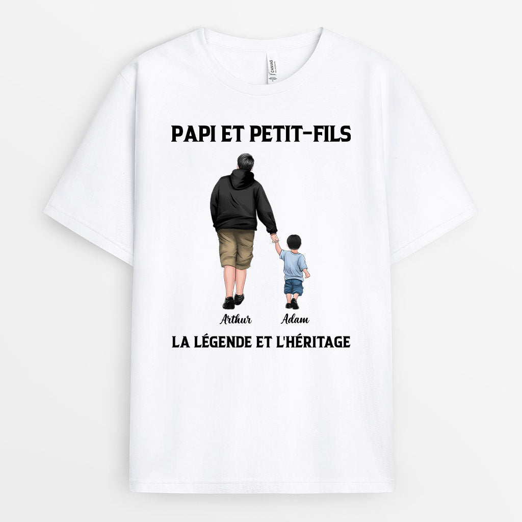 Papi Papa Petits-Enfants La Légende L'héritage - Cadeau Personnalisé | T-shirt pour Papa/Papi