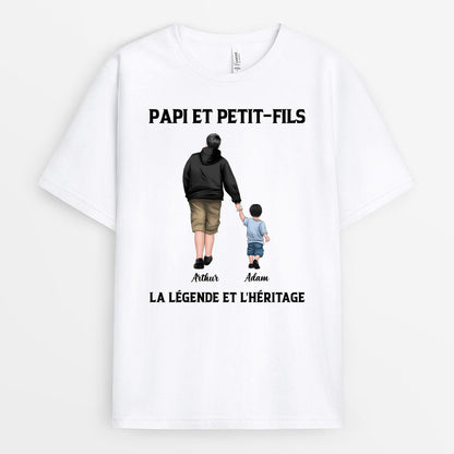 Papi Papa Petits-Enfants La Légende L'héritage - Cadeau Personnalisé | T-shirt pour Papa/Papi
