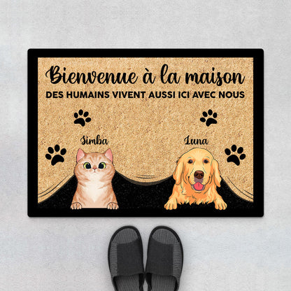 BIENVENUE À LA MAISON - CADEAU PERSONNALISÉ | PAILLASSON POUR AMOUREUX DES CHIENS/CHATS