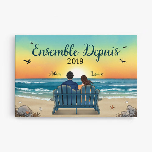 ENSEMBLE DEPUIS - CADEAU PERSONNALISÉ | TOILE POUR COUPLE/AMOUREUX