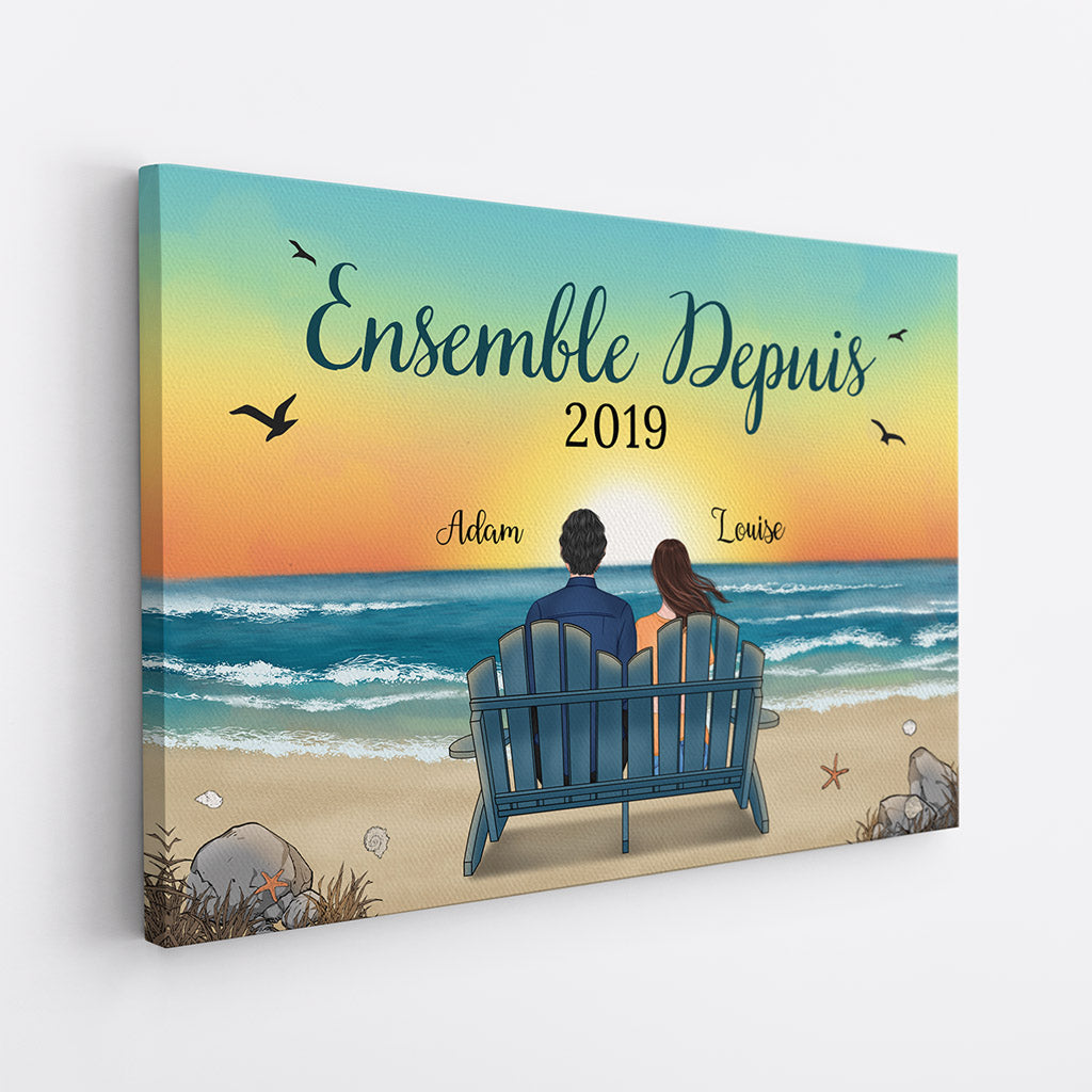 ENSEMBLE DEPUIS - CADEAU PERSONNALISÉ | TOILE POUR COUPLE/AMOUREUX