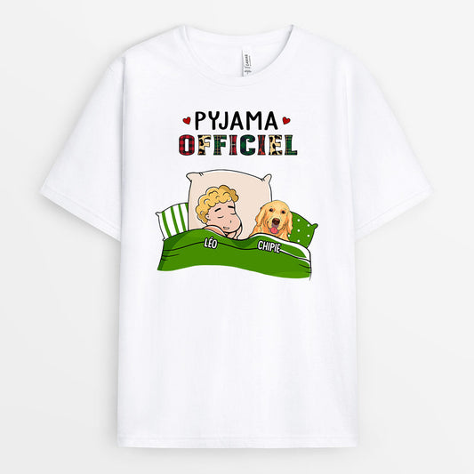 Pyjama Officiel - Cadeau Personnalisé | T-shirt pour Amoureux des Chiens