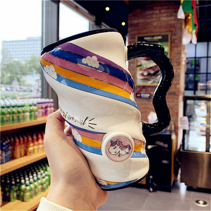 Mug Céramique Blanc Animé Unicorn 520ml – Idéal pour les Filles et les Amateurs de Mode Rétro