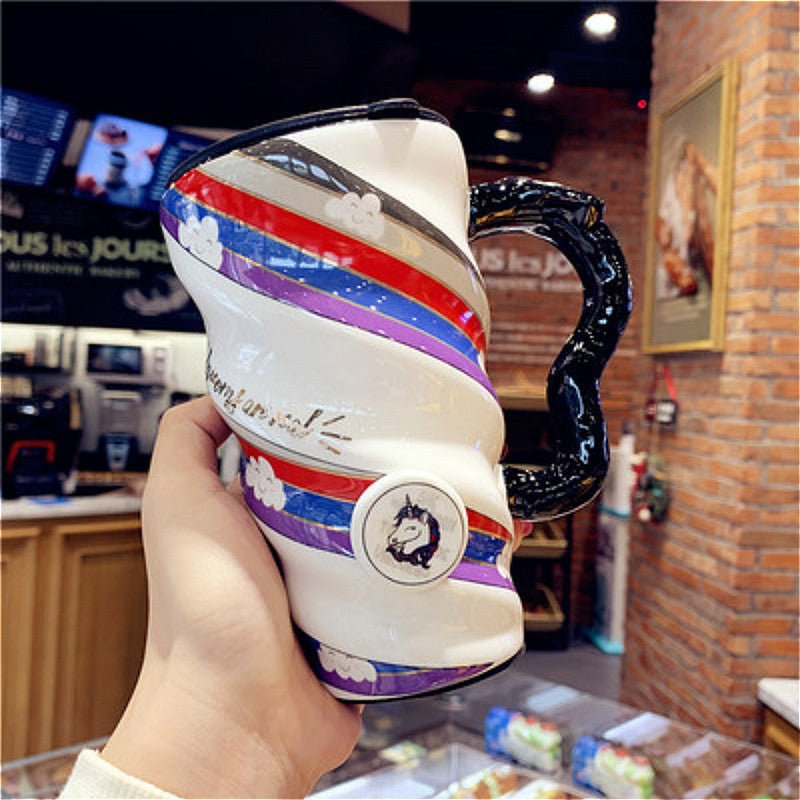 Mug Céramique Blanc Animé Unicorn 520ml – Idéal pour les Filles et les Amateurs de Mode Rétro