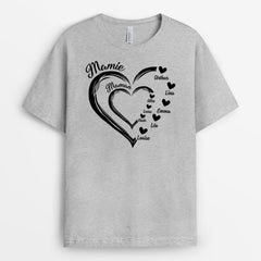 MAMIE AVEC COEUR ROUGE - CADEAU PERSONNALISÉ | T-SHIRT POUR MAMIE