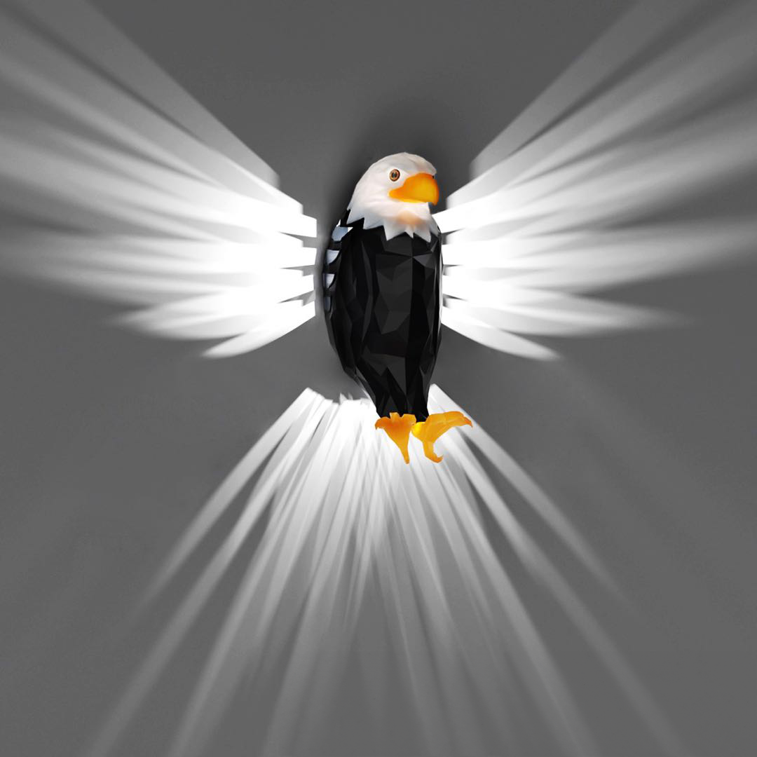 Lampe murale Black Eagle | Décoration murale LED moderne | Lumière d'ambiance pour fêtes et vacances