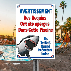 Des requins ont été aperçus Panneau d'avertissement pour piscine Panneau en métal Panneau au bord de la piscine