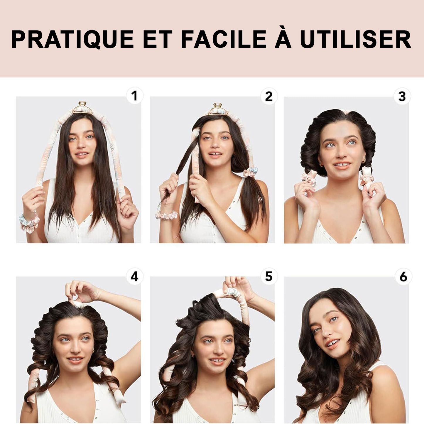 Nouveau Ensemble Fers à Friser Satiné sans Chaleur pour Cheveux - Idéal pour une Coiffure de Sommeil Facile et Pratique