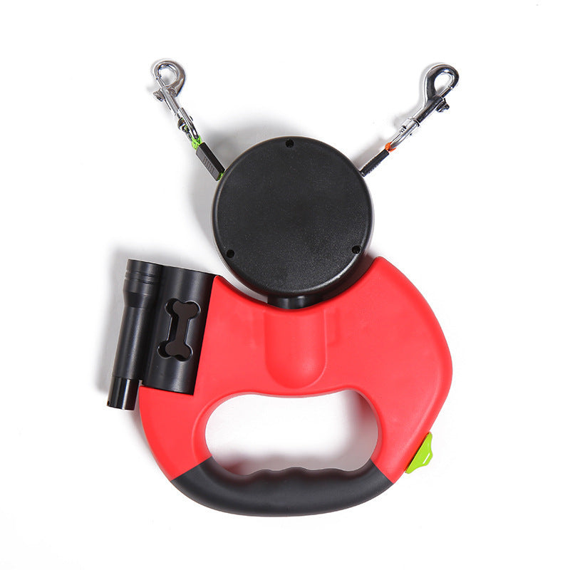 Double laisse rétractable anti-emmêlement