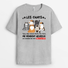 LES CHATS ME RENDENT HEUREUX EMPREINTE - CADEAU PERSONNALISÉ | T-SHIRT POUR AMOUREUX DES ANIMAUX