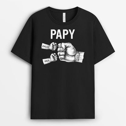 Papa Bosse De Poing Version Noir Et Blanc  - Cadeau Personnalisé | T-shirt pour Papa