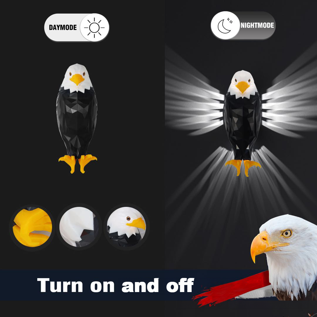 Lampe murale Black Eagle | Décoration murale LED moderne | Lumière d'ambiance pour fêtes et vacances