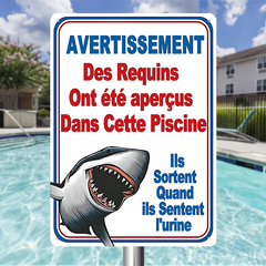 Des requins ont été aperçus Panneau d'avertissement pour piscine Panneau en métal Panneau au bord de la piscine