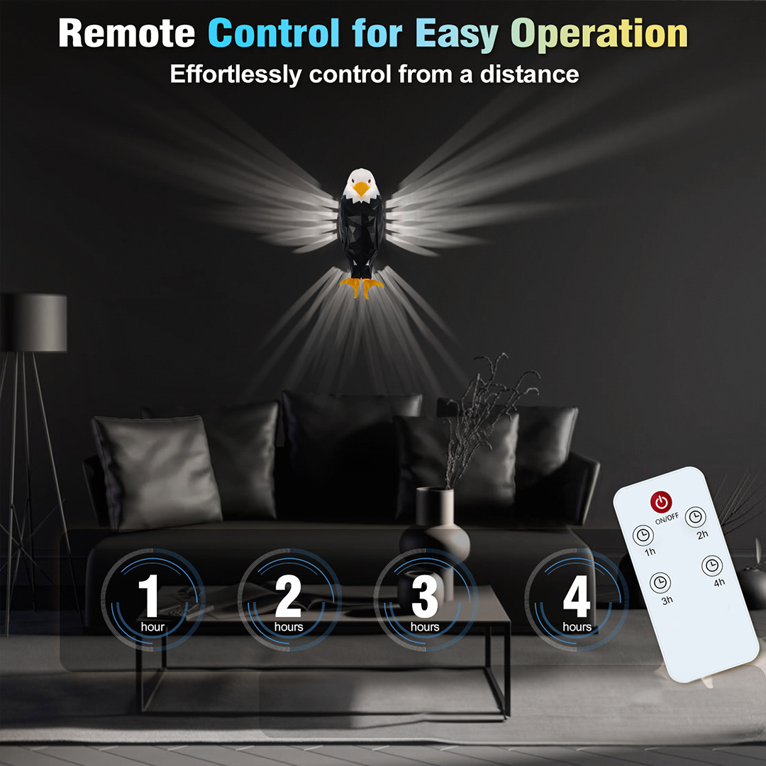 Lampe murale Black Eagle | Décoration murale LED moderne | Lumière d'ambiance pour fêtes et vacances