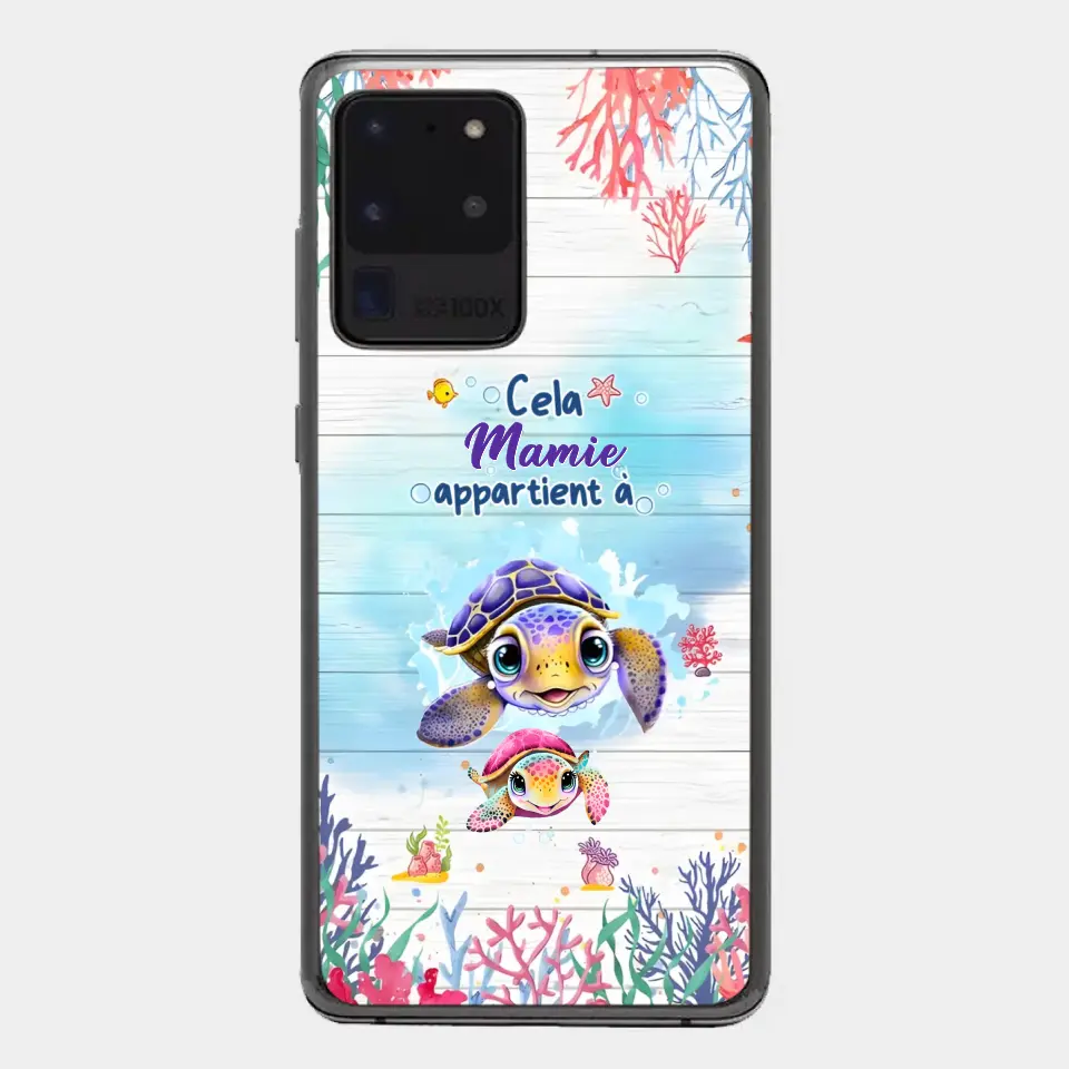 Cette Mamie appartient à  - Coque de téléphone personnalisée avec des adorables tortues de mer
