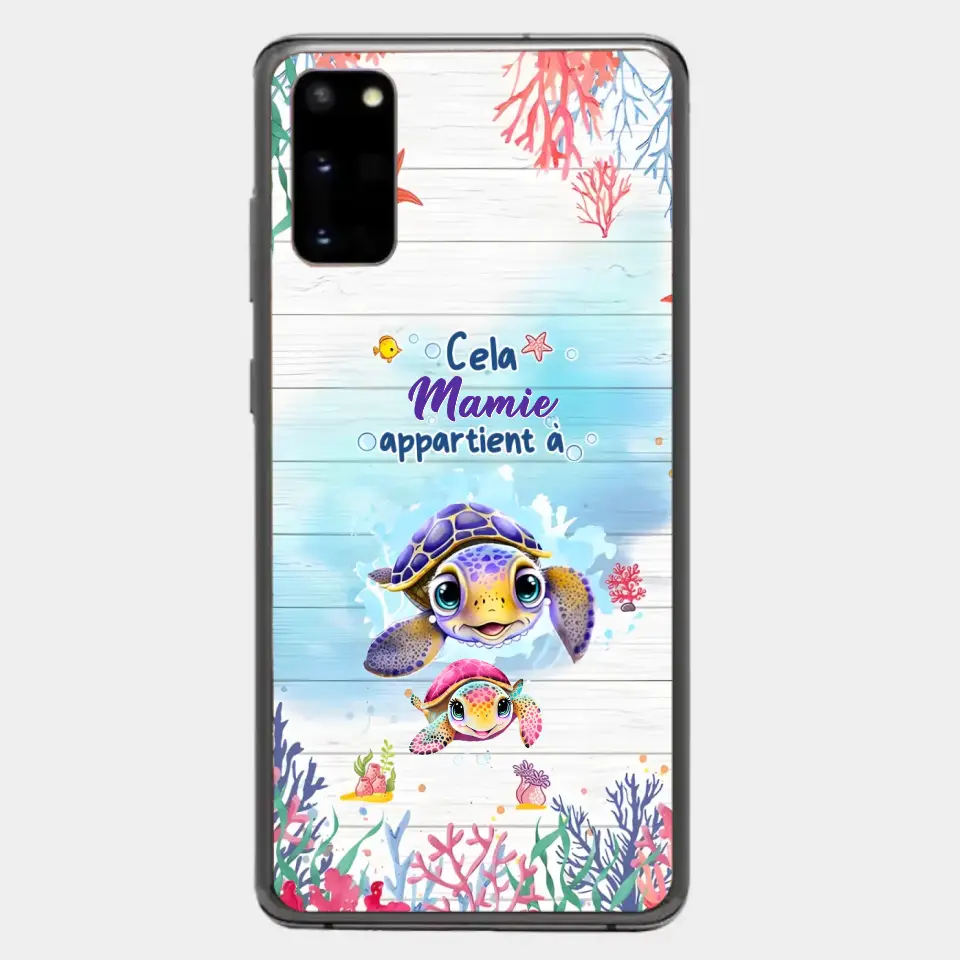 Cette Mamie appartient à  - Coque de téléphone personnalisée avec des adorables tortues de mer