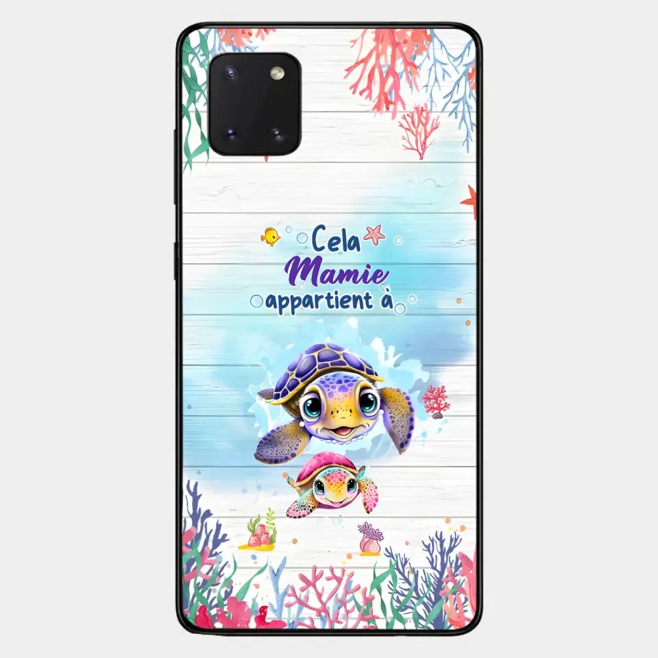 Cette Mamie appartient à  - Coque de téléphone personnalisée avec des adorables tortues de mer