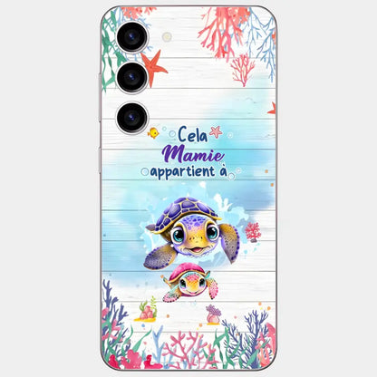 Cette Mamie appartient à  - Coque de téléphone personnalisée avec des adorables tortues de mer