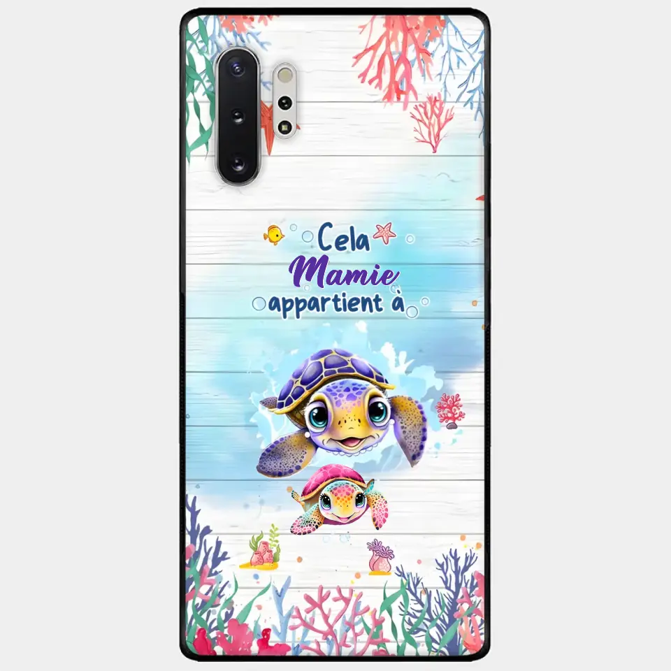 Cette Mamie appartient à  - Coque de téléphone personnalisée avec des adorables tortues de mer