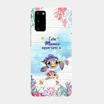 Cette Mamie appartient à  - Coque de téléphone personnalisée avec des adorables tortues de mer