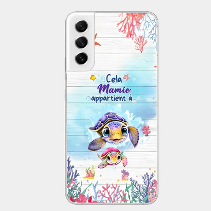 Cette Mamie appartient à  - Coque de téléphone personnalisée avec des adorables tortues de mer