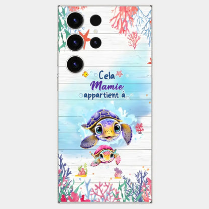 Cette Mamie appartient à  - Coque de téléphone personnalisée avec des adorables tortues de mer