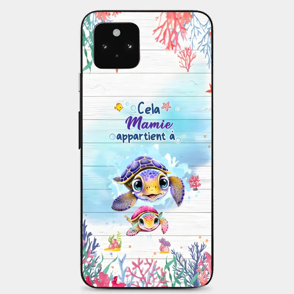 Cette Mamie appartient à  - Coque de téléphone personnalisée avec des adorables tortues de mer