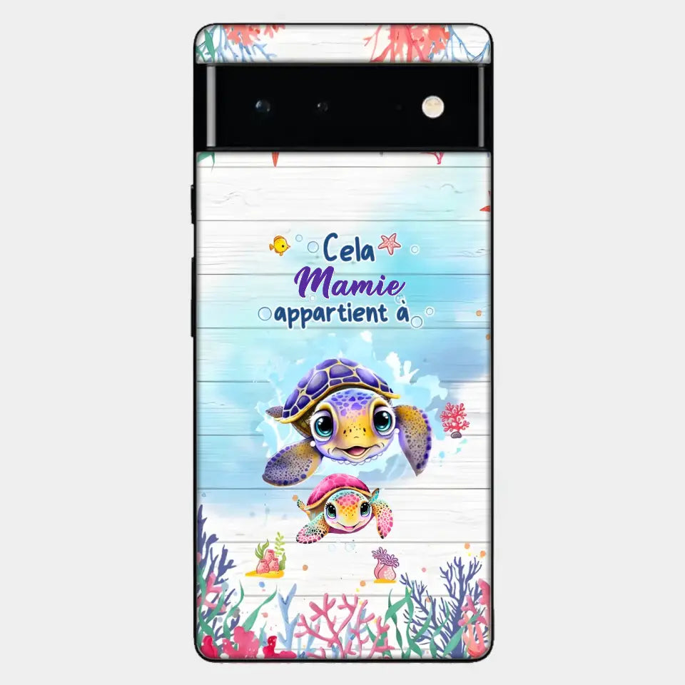 Cette Mamie appartient à  - Coque de téléphone personnalisée avec des adorables tortues de mer