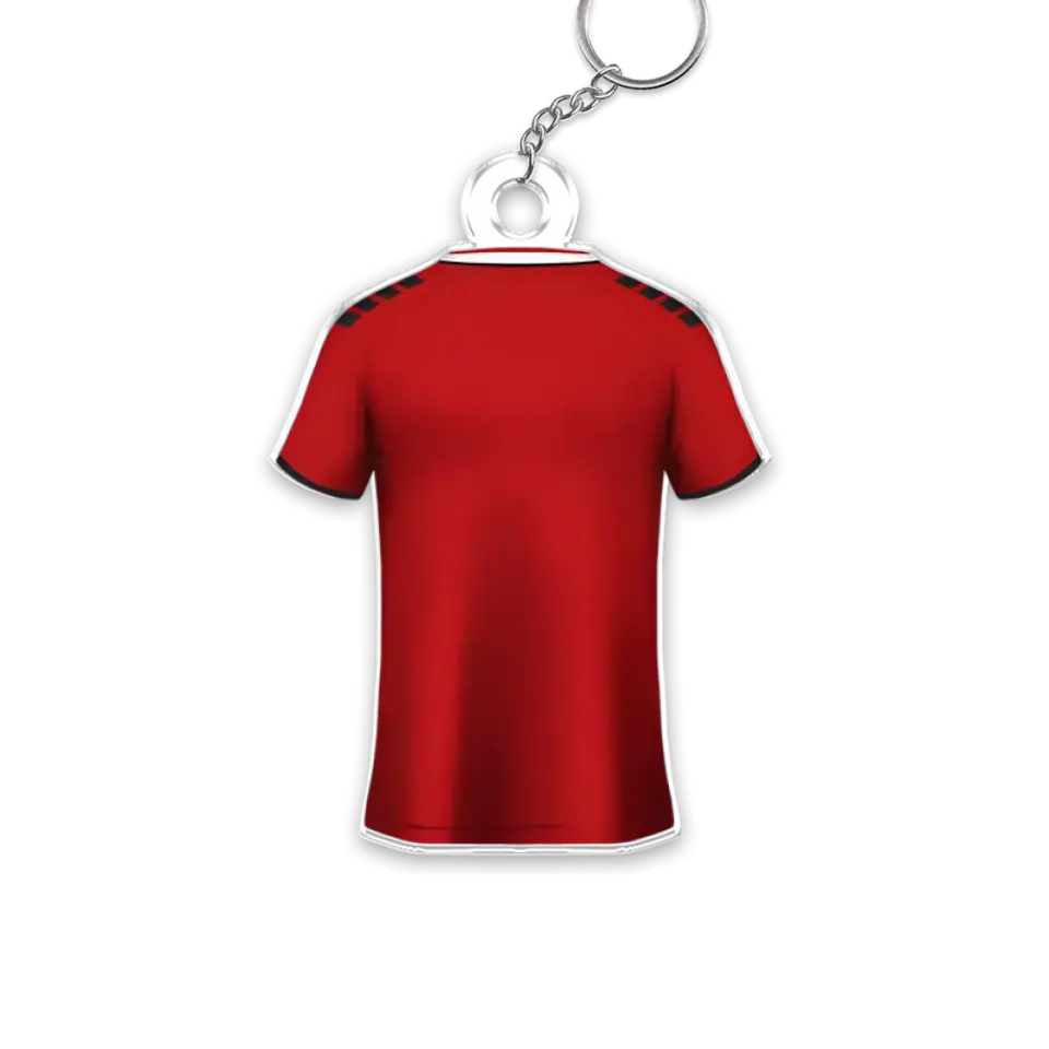 Porte-clés en acrylique de maillot de football avec numéro et nom