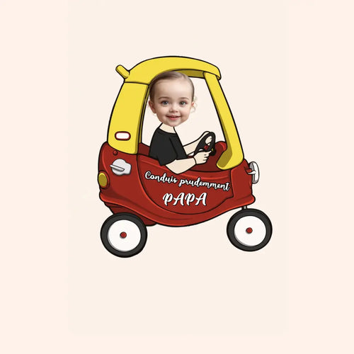 Ornement de voiture personnalisé - Photo de bébé suspendue personnalisée, accessoires de voiture, cadeau "Conduis prudemment" pour papa, maman et la famille.