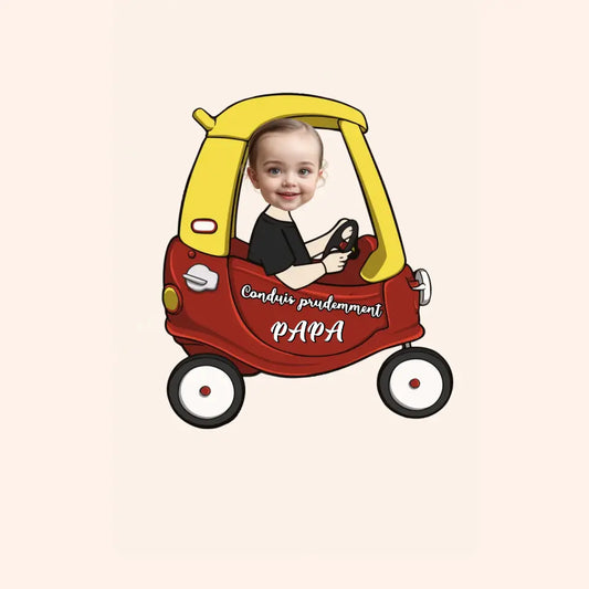 Ornement de voiture personnalisé - Photo de bébé suspendue personnalisée, accessoires de voiture, cadeau "Conduis prudemment" pour papa, maman et la famille.