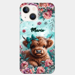 Coque de téléphone personnalisée avec un bébé vache Highland