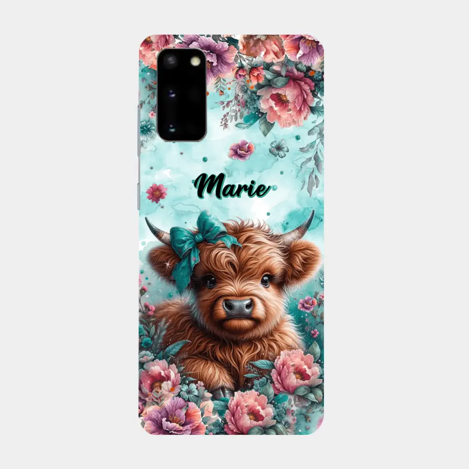 Coque de téléphone personnalisée avec un bébé vache Highland