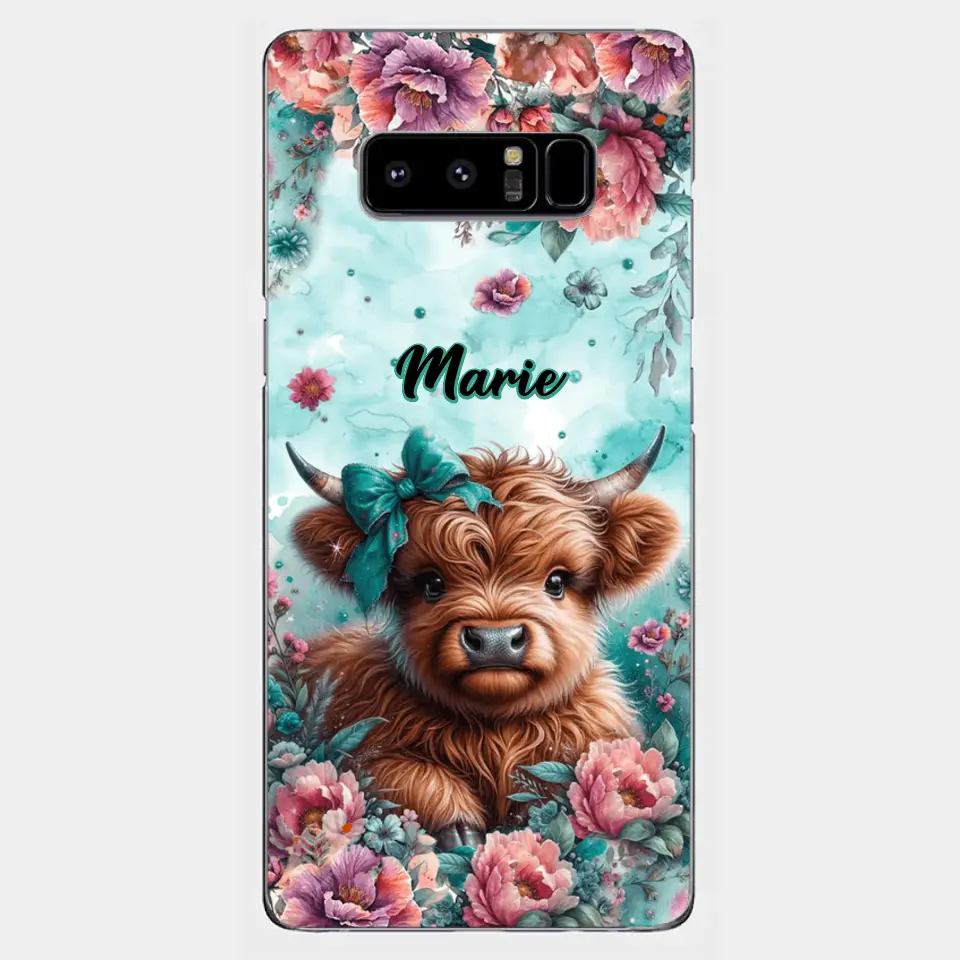 Coque de téléphone personnalisée avec un bébé vache Highland