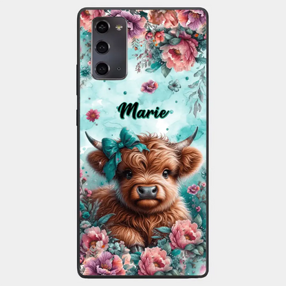 Coque de téléphone personnalisée avec un bébé vache Highland