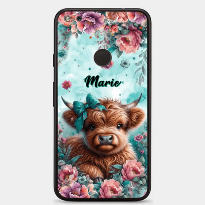 Coque de téléphone personnalisée avec un bébé vache Highland