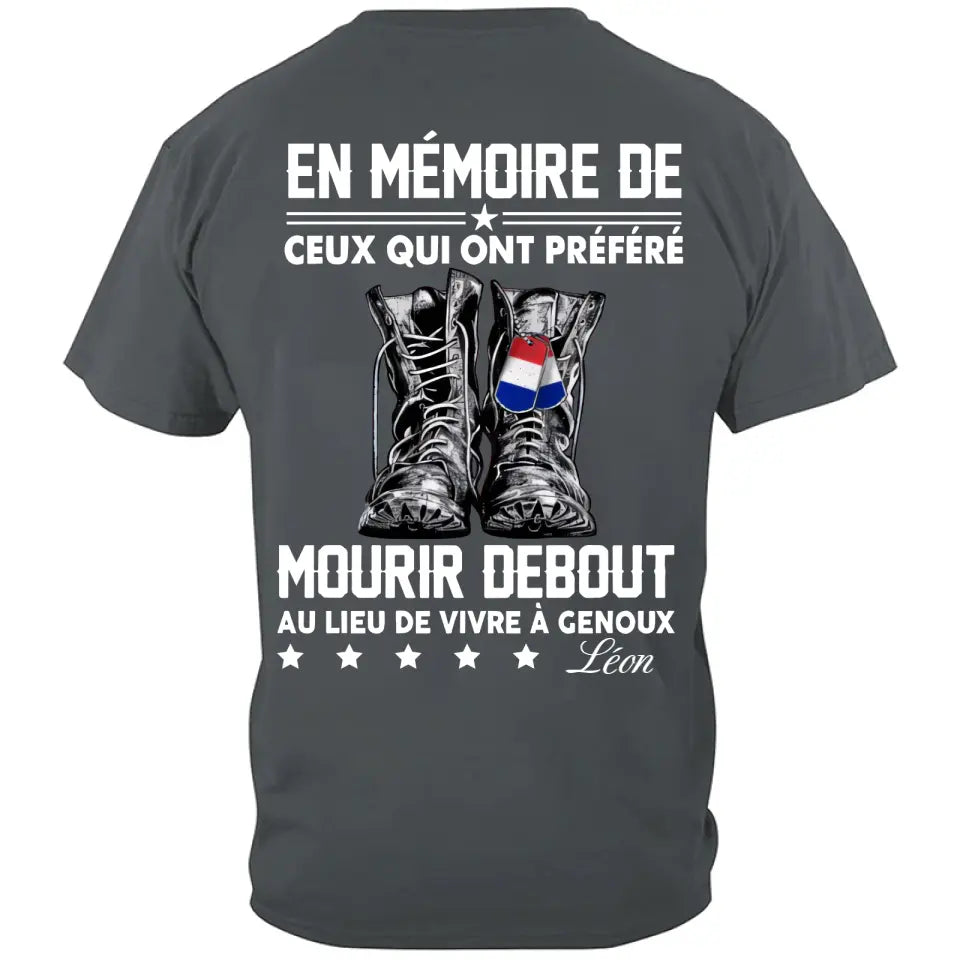 EN MÉMOIRE DE CEUX QUI ONT PRÉFÉRÉ，T-shirt personnalisé