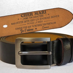 Pense À Moi À Chaque Fois Que Tu Retires Ton Pantalon - Ceinture En Cuir Gravée Personnalisée