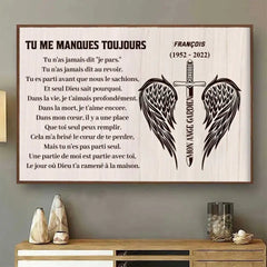 Tu me manques toujours - Affiche commémorative horizontale personnalisée - Cadeau de condoléances pour les membres de la famille