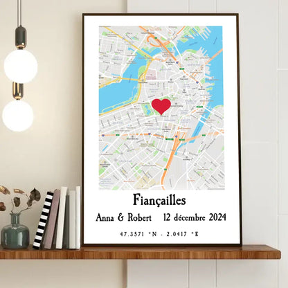 Cadeau de fiançailles pour les amis - Carte de fiançailles imprimée Cadeau de fiançailles personnalisé pour les nouveaux fiancés, Cadre de fiançailles Cadeau de mariage