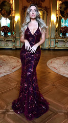 Robes de fête luxueuses : V-Neck, dos nu, paillettes, et ceinture ajustable